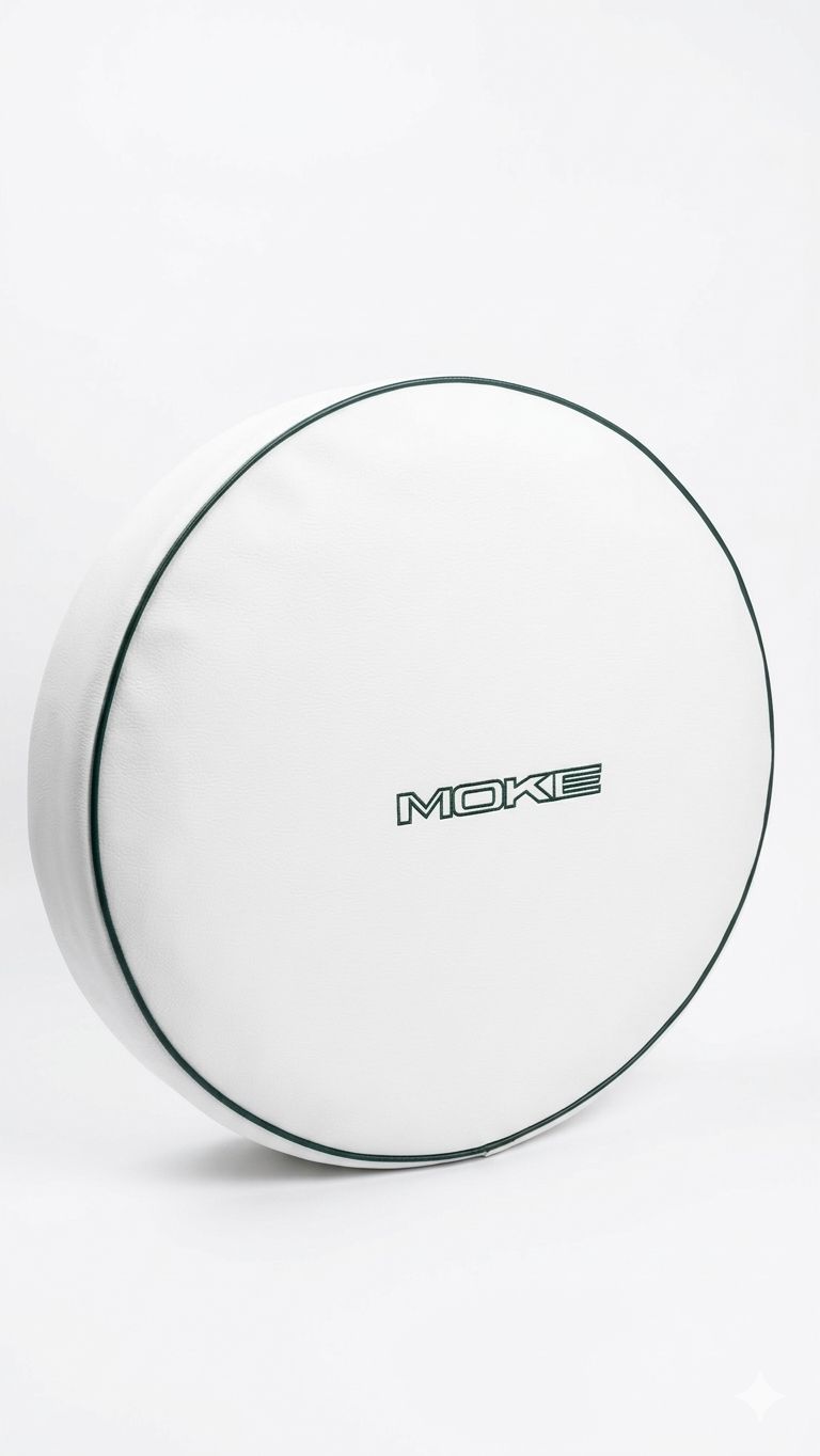 Moke : logo embroidered wheel cover (white)